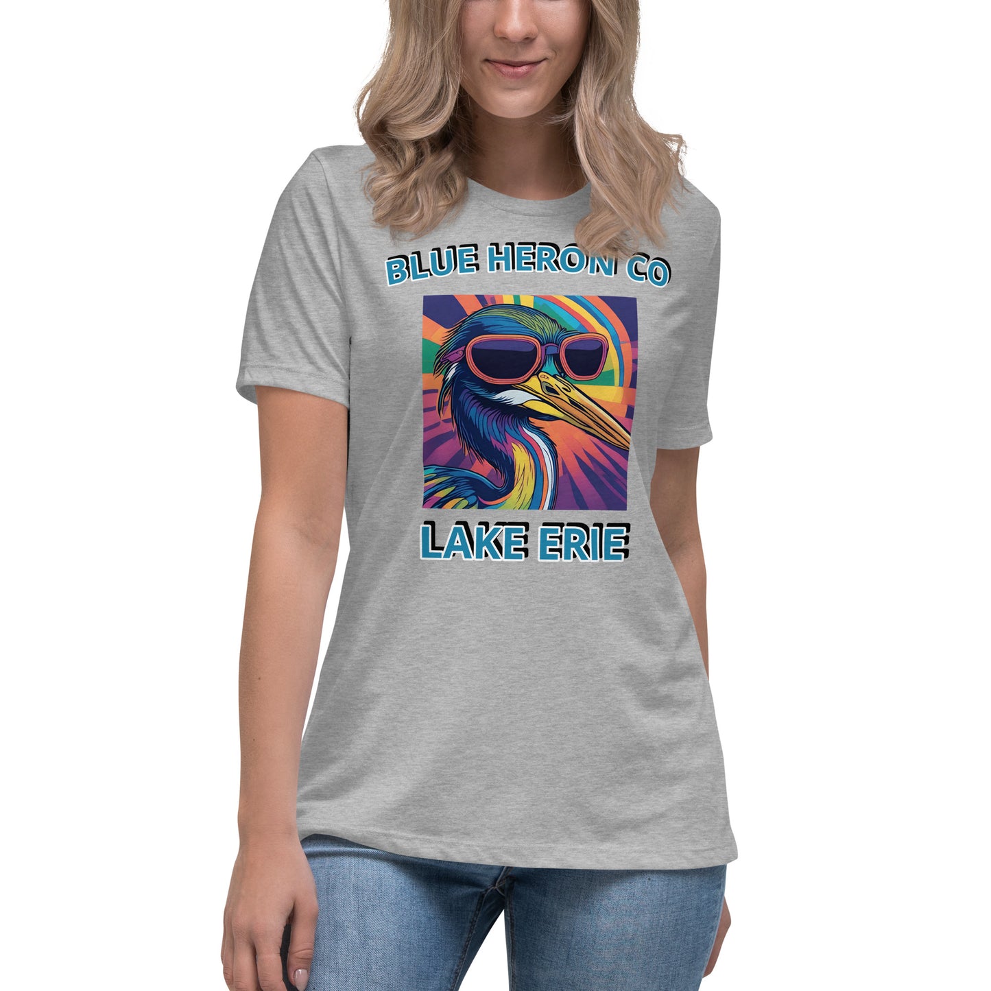 Colorful Heron Women's Relaxed T-Shirt - Lake Erie