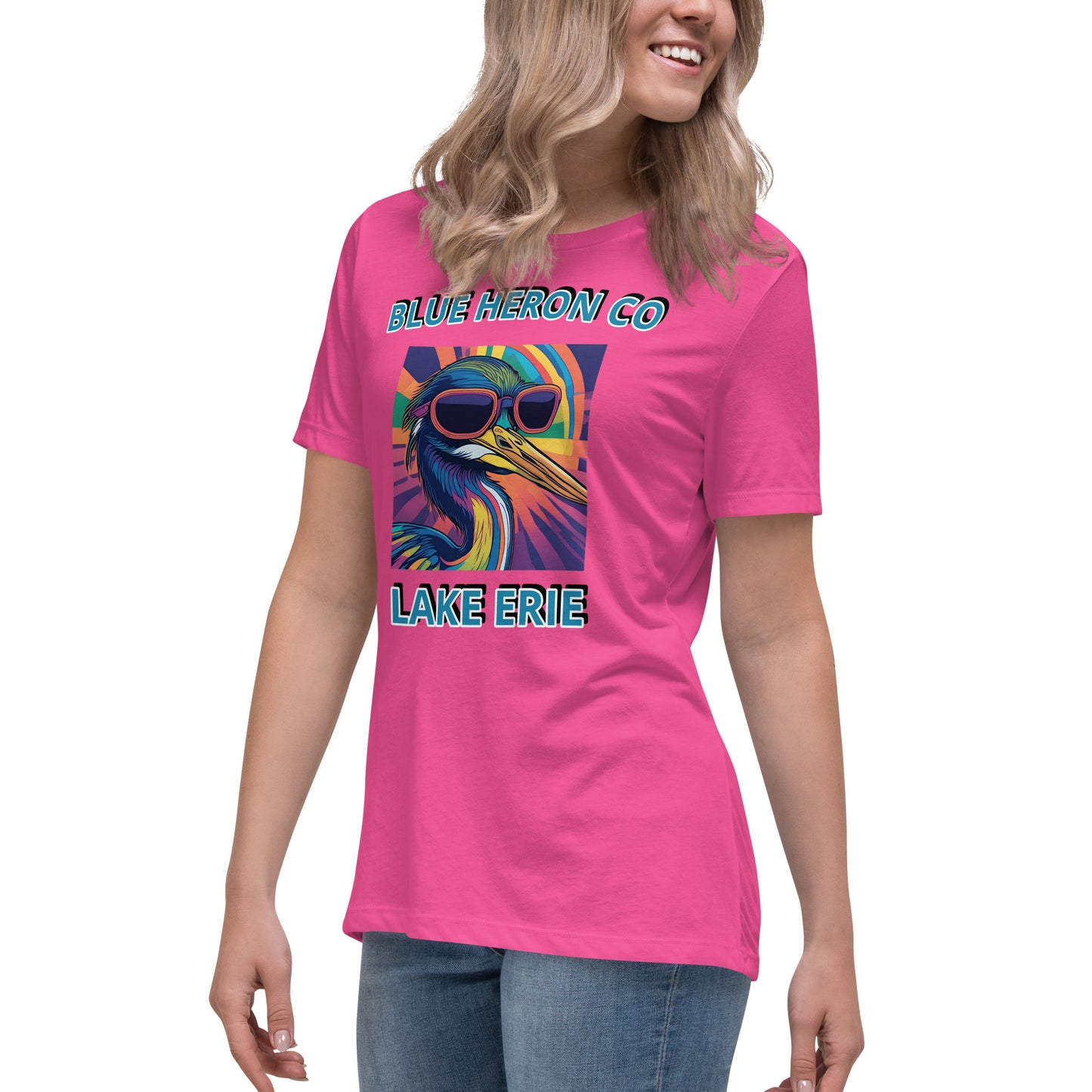 Colorful Heron Women's Relaxed T-Shirt - Lake Erie
