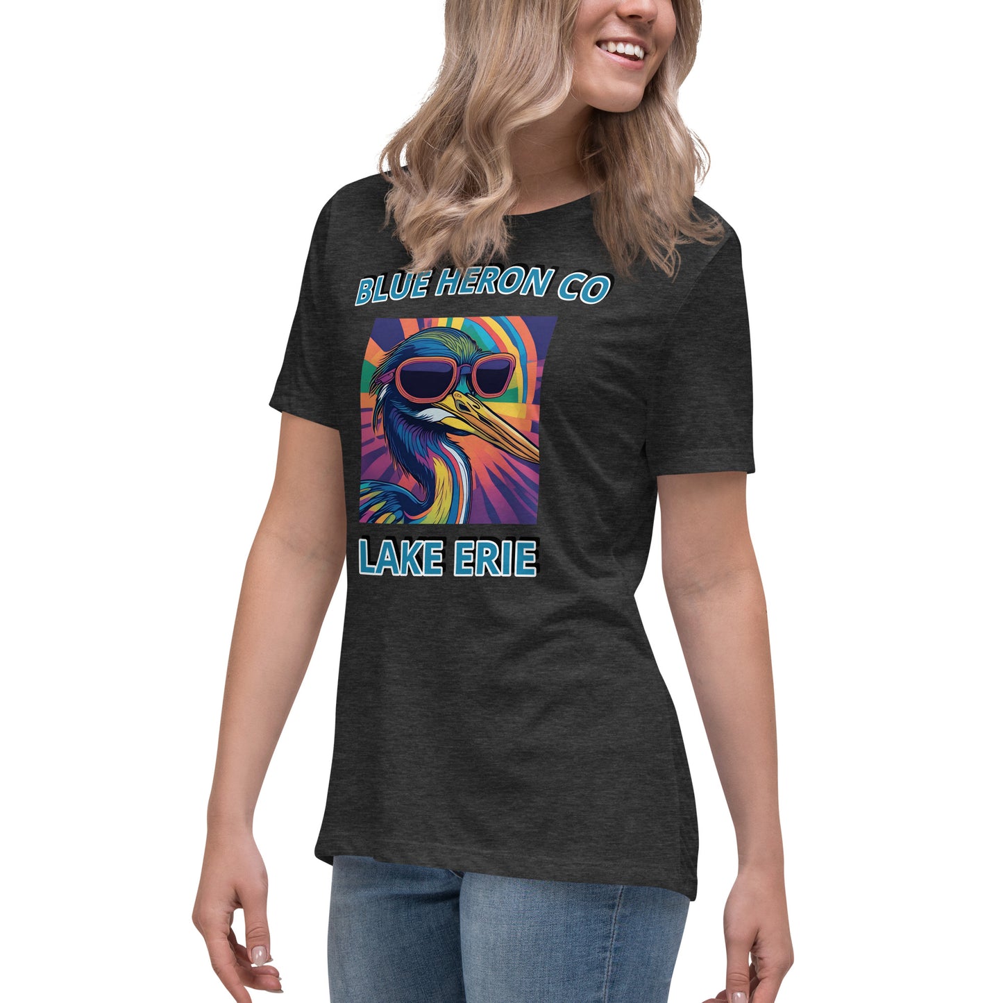 Colorful Heron Women's Relaxed T-Shirt - Lake Erie