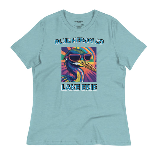 Colorful Heron Women's Relaxed T-Shirt - Lake Erie