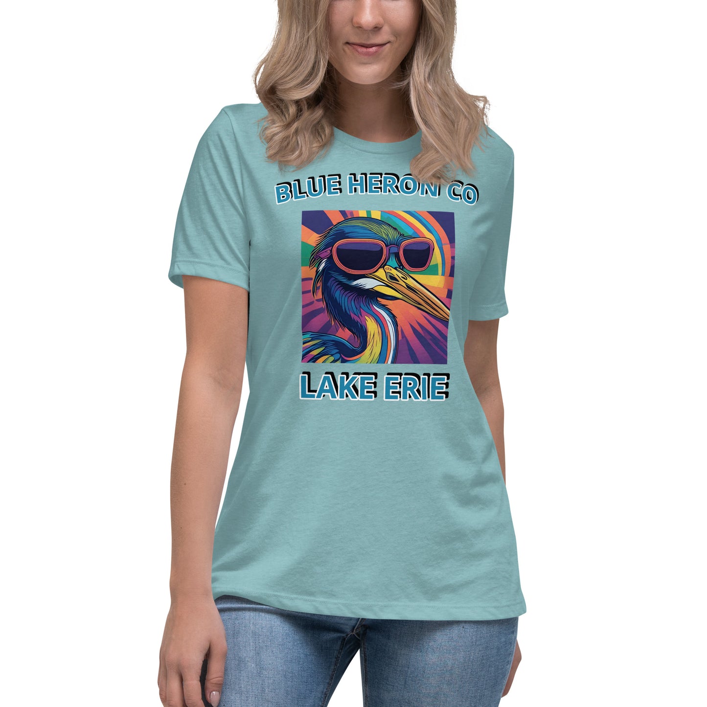 Colorful Heron Women's Relaxed T-Shirt - Lake Erie