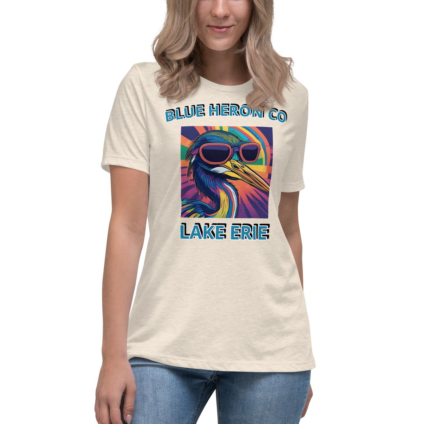 Colorful Heron Women's Relaxed T-Shirt - Lake Erie