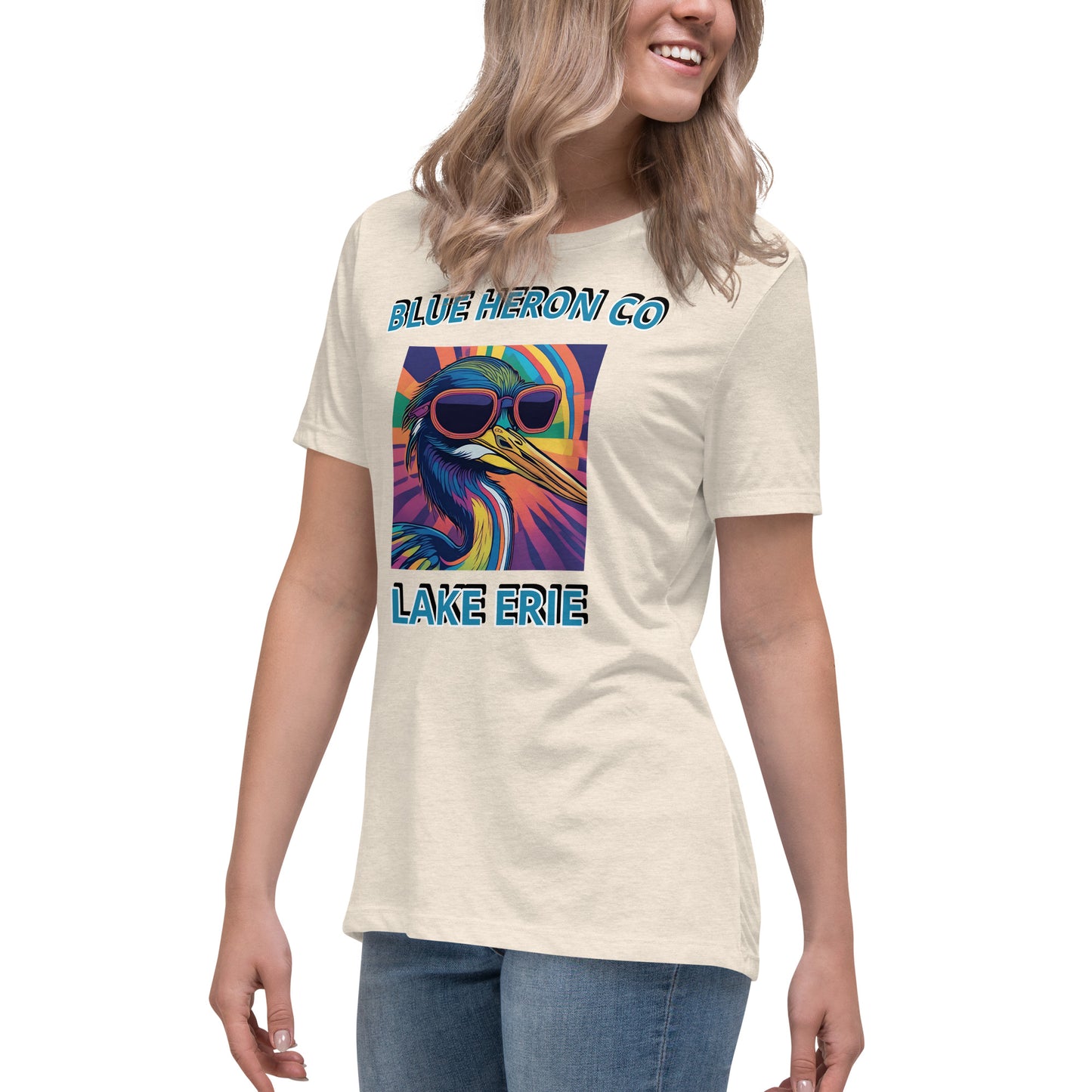 Colorful Heron Women's Relaxed T-Shirt - Lake Erie
