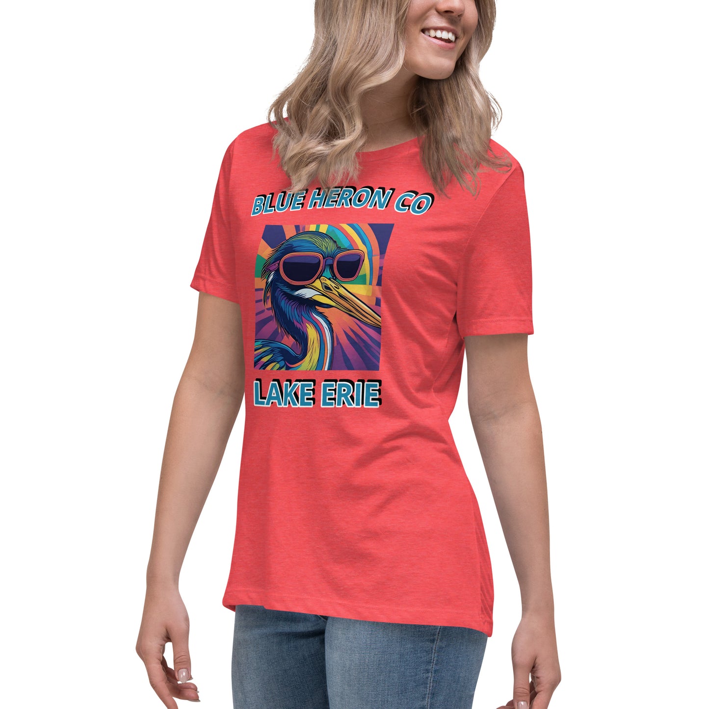 Colorful Heron Women's Relaxed T-Shirt - Lake Erie