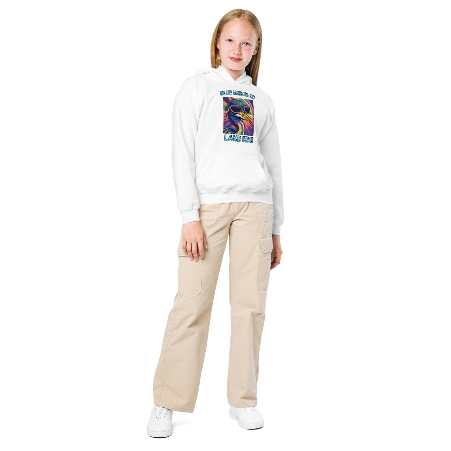 Colorful Heron Youth Hoodie - Lake Erie
