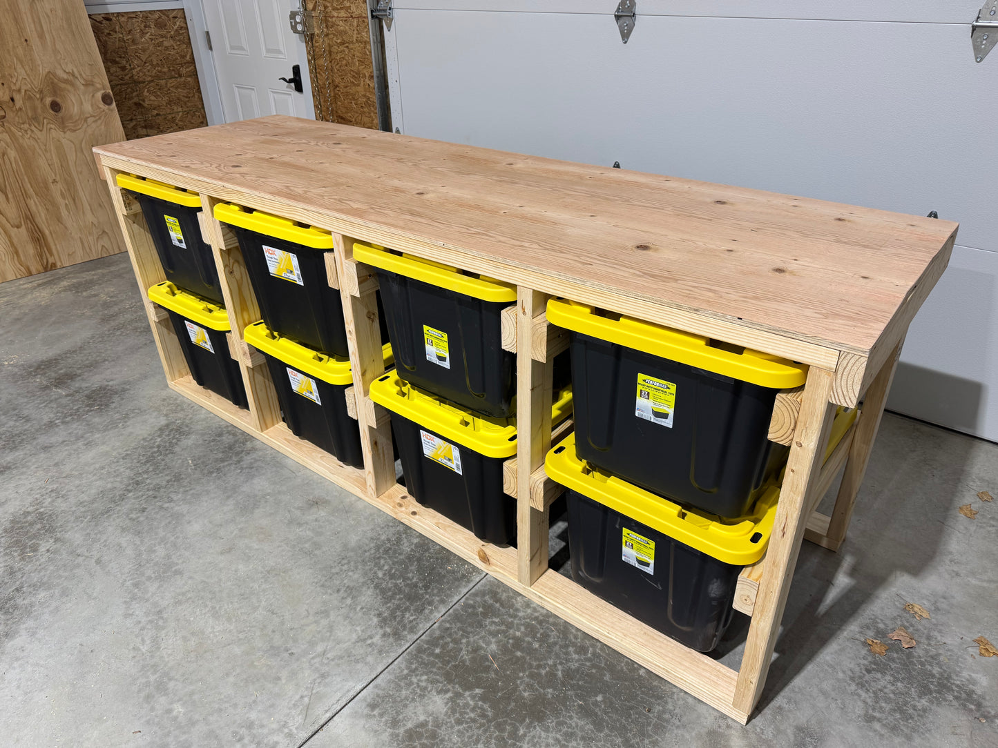 Tote Rack Organizer with work bench