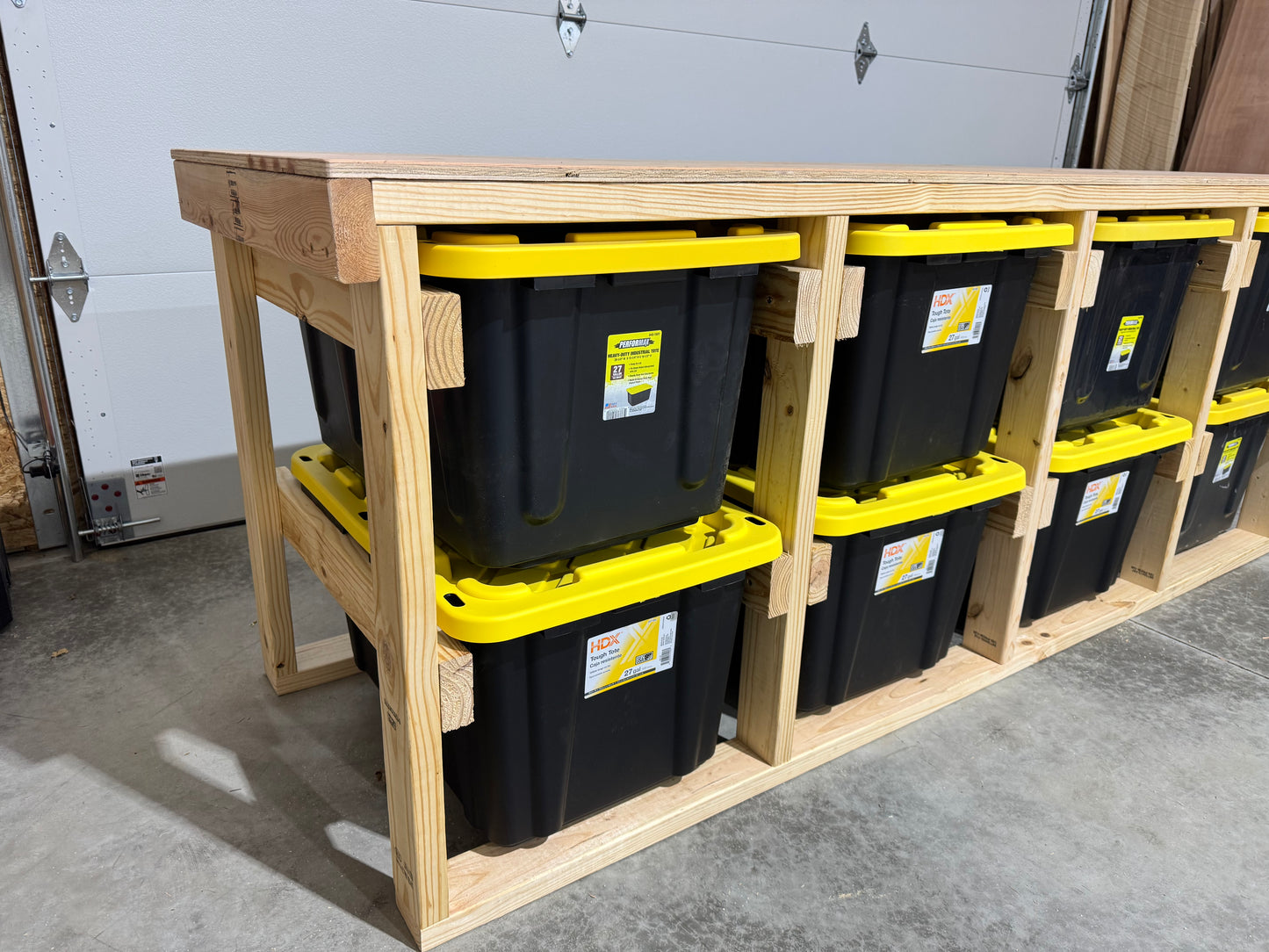 Tote Rack Organizer with work bench