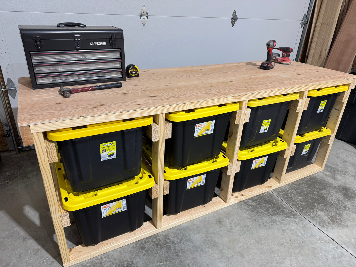 Tote Rack Organizer with work bench