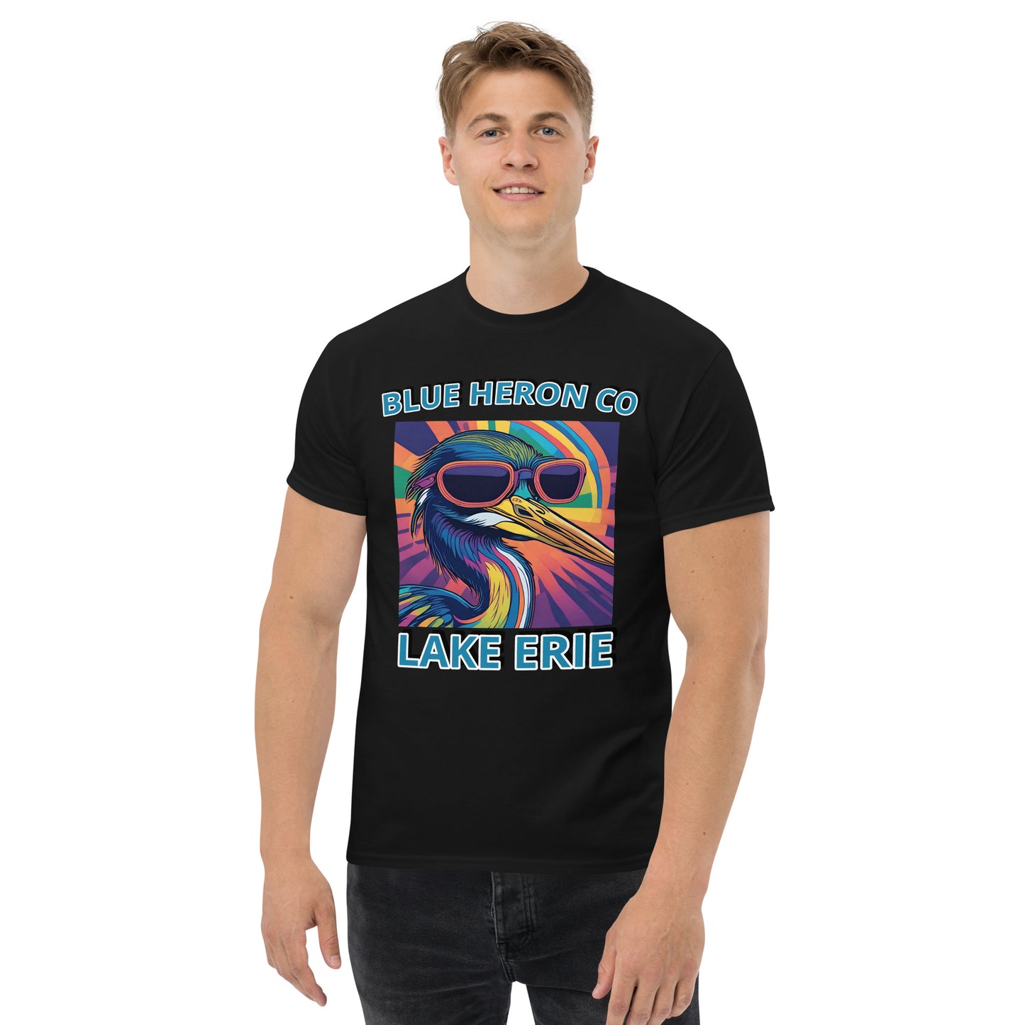 Colorful Heron Men's tee - Lake Erie