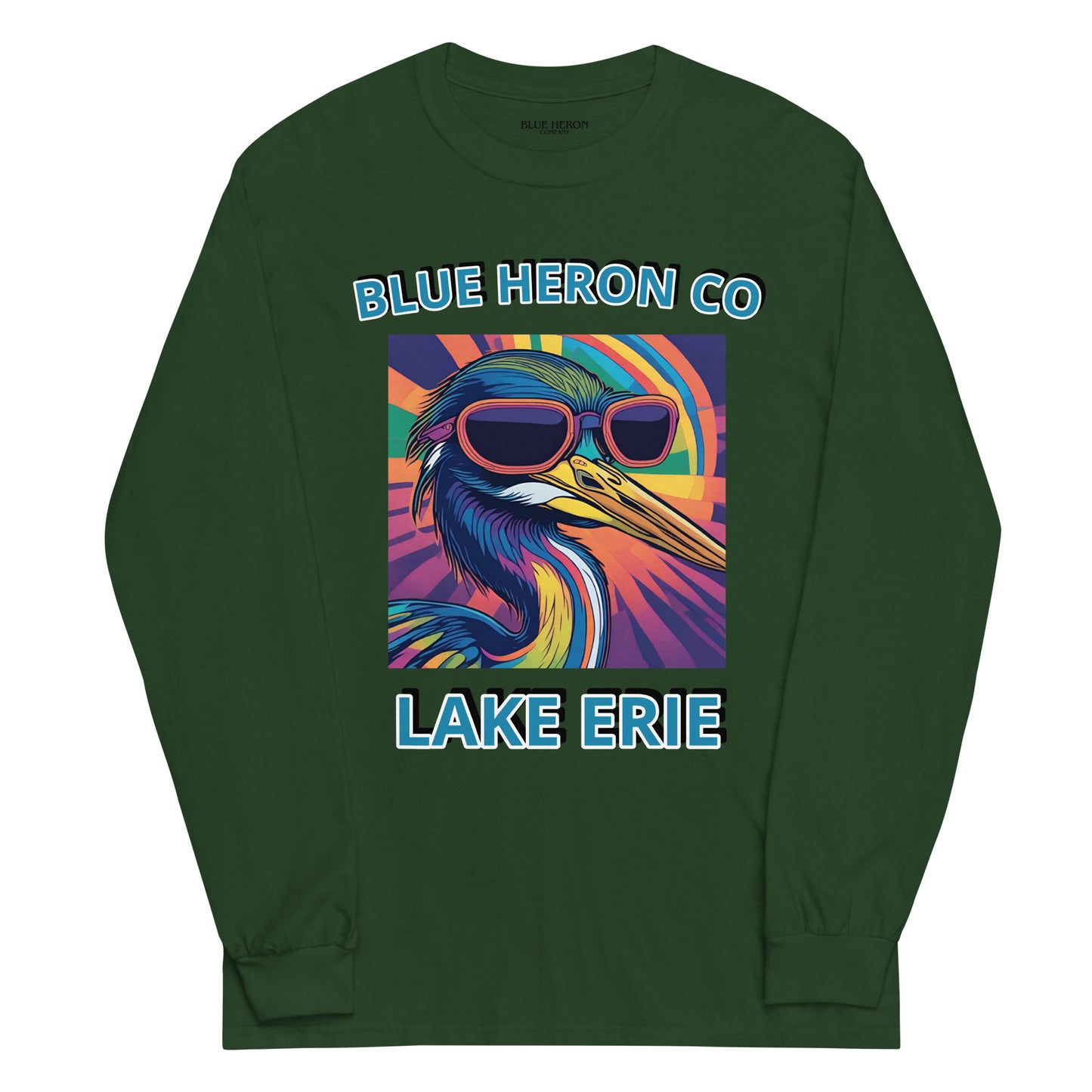 Colorful Heron Long Sleeve T-Shirt - Lake Erie