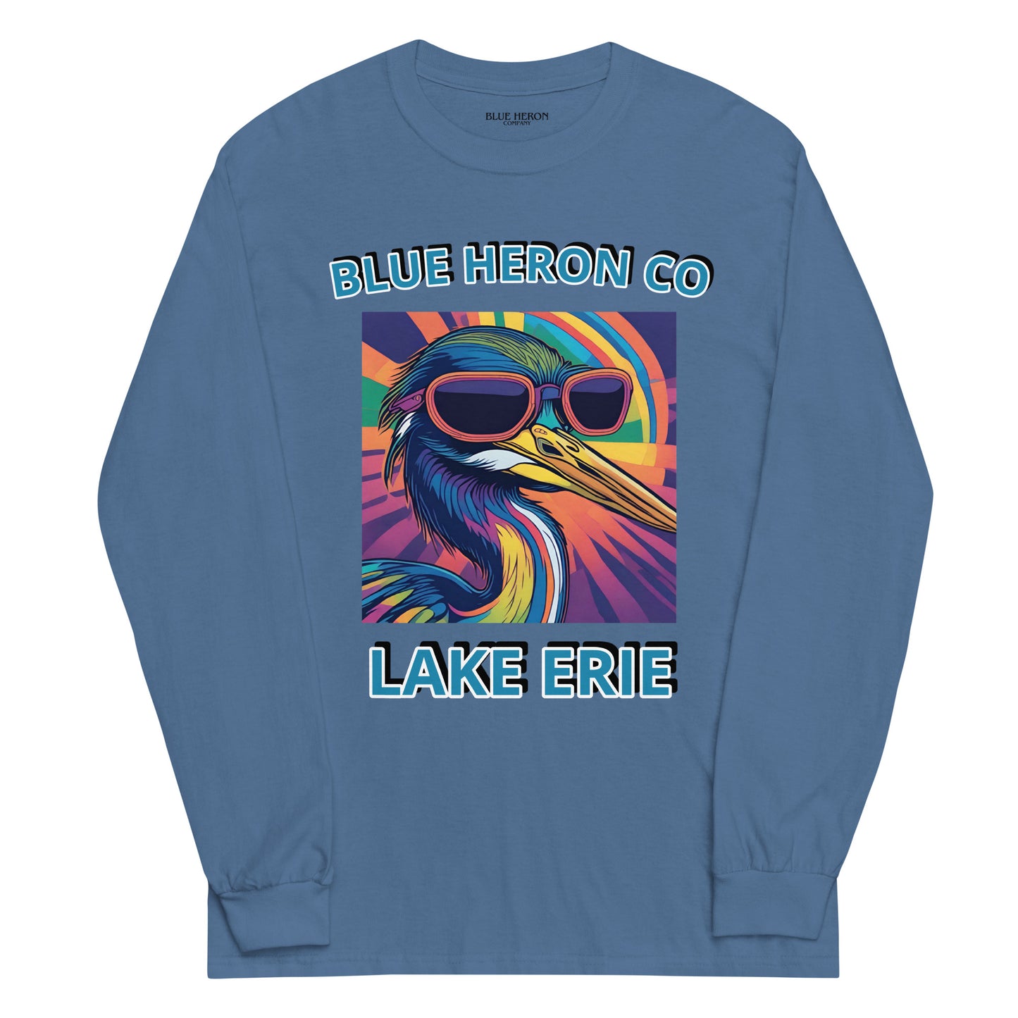 Colorful Heron Long Sleeve T-Shirt - Lake Erie