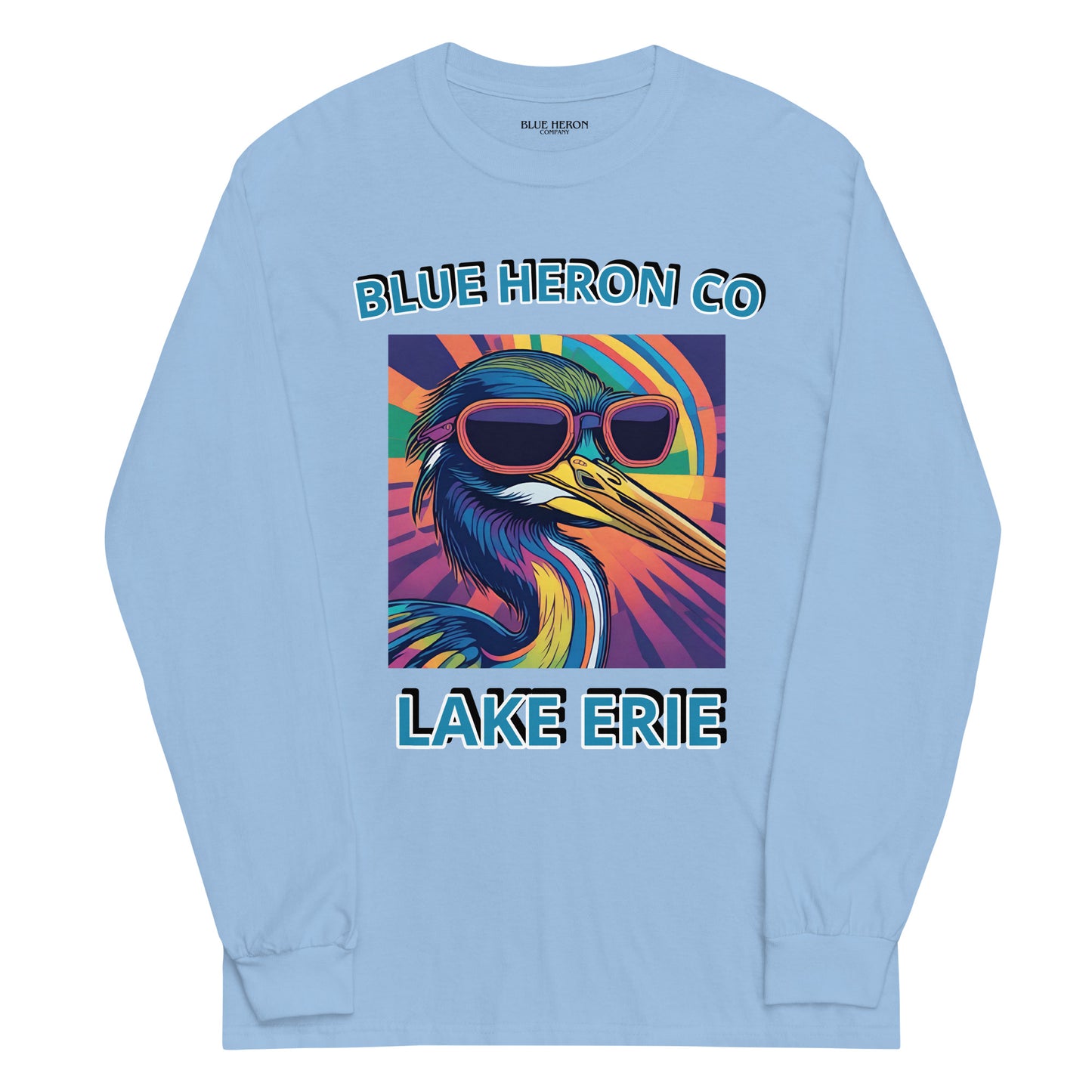 Colorful Heron Long Sleeve T-Shirt - Lake Erie