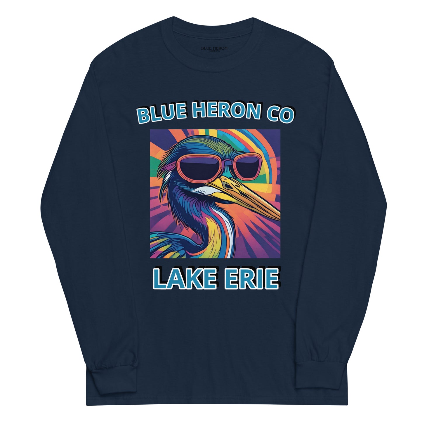 Colorful Heron Long Sleeve T-Shirt - Lake Erie