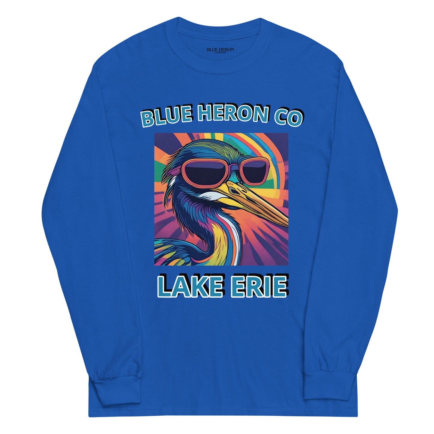 Colorful Heron Long Sleeve T-Shirt - Lake Erie