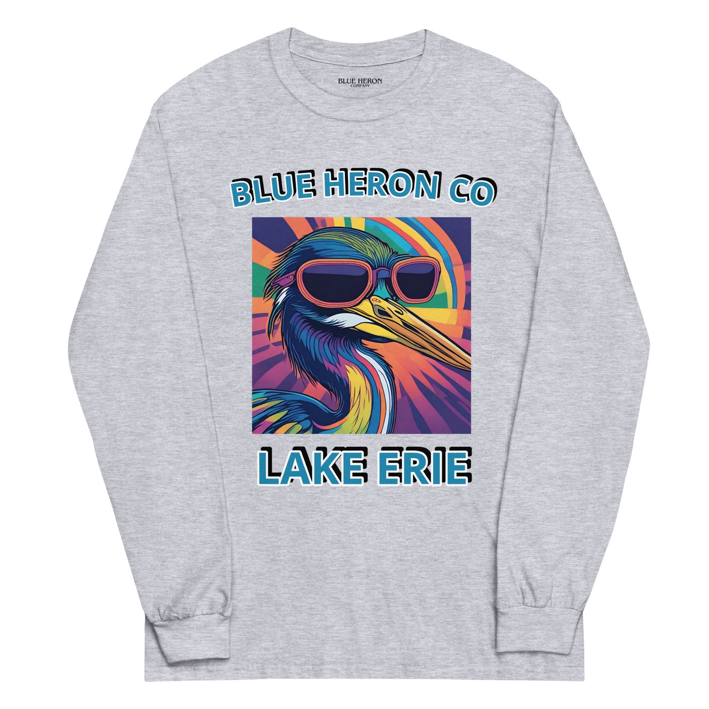 Colorful Heron Long Sleeve T-Shirt - Lake Erie