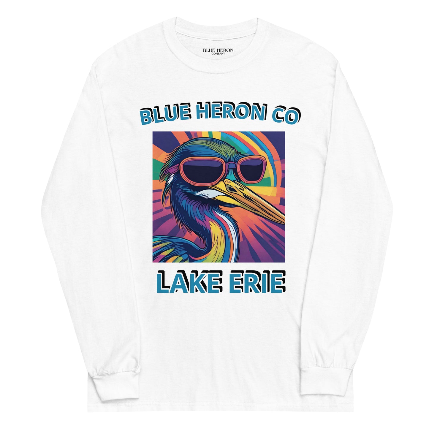 Colorful Heron Long Sleeve T-Shirt - Lake Erie