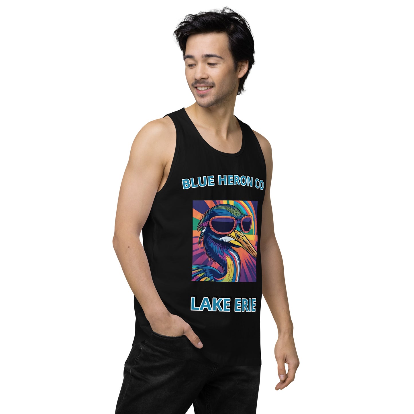 Colorful Heron Mens Tank - Lake Erie