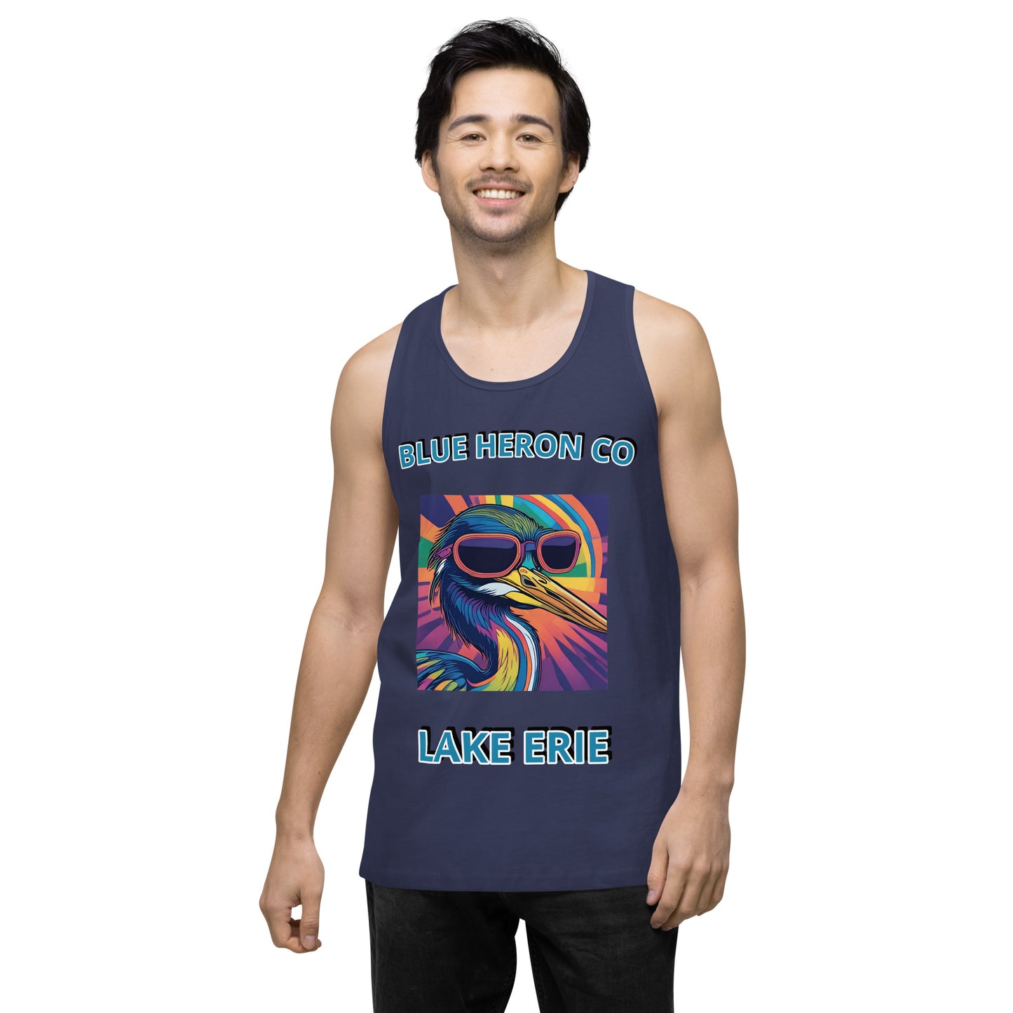 Colorful Heron Mens Tank - Lake Erie