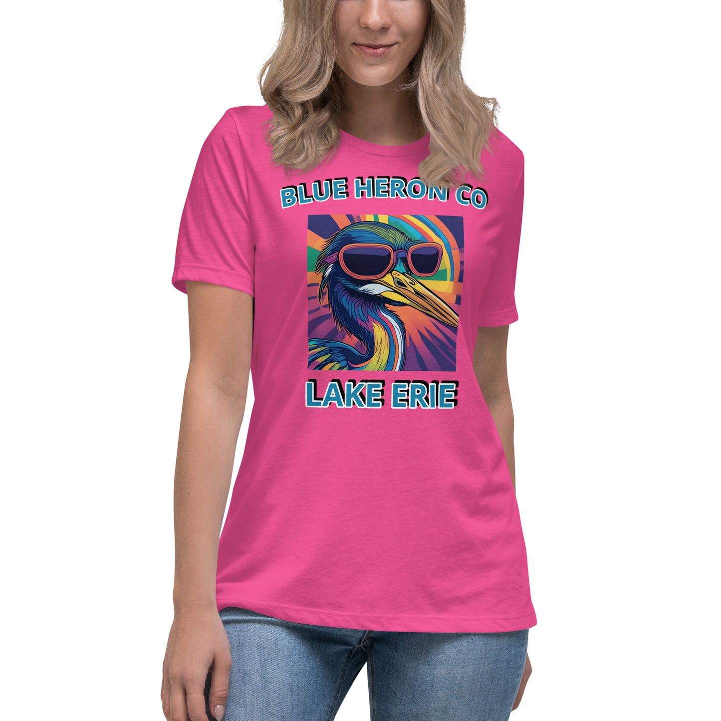 Colorful Heron Women's Relaxed T-Shirt - Lake Erie