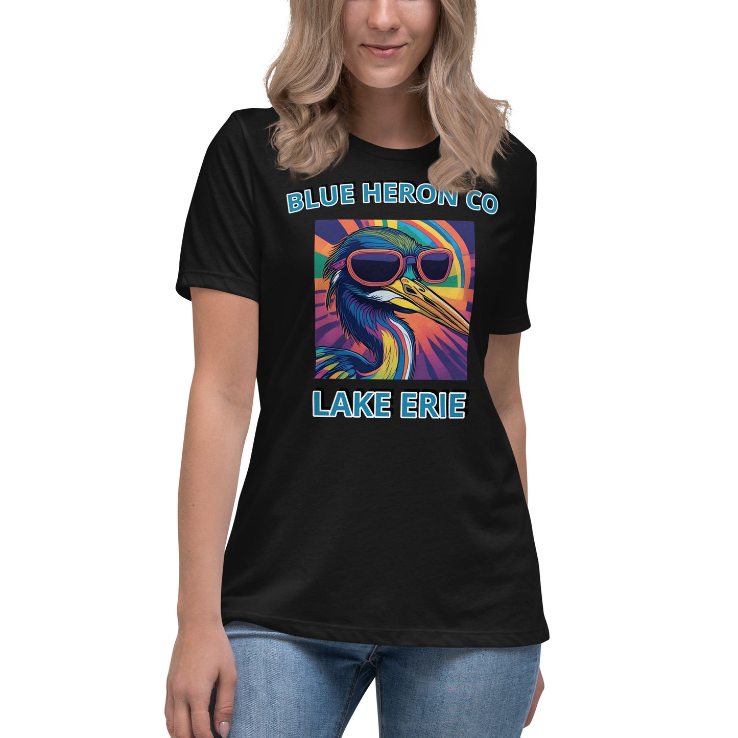 Colorful Heron Women's Relaxed T-Shirt - Lake Erie