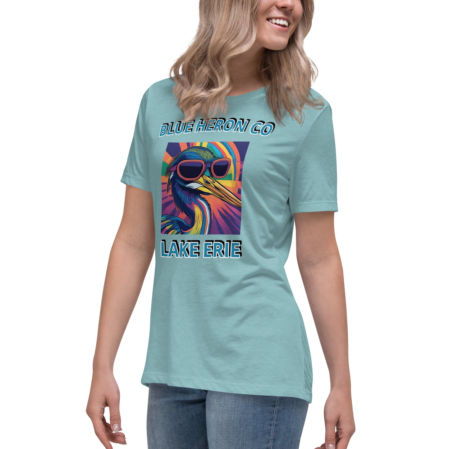 Colorful Heron Women's Relaxed T-Shirt - Lake Erie