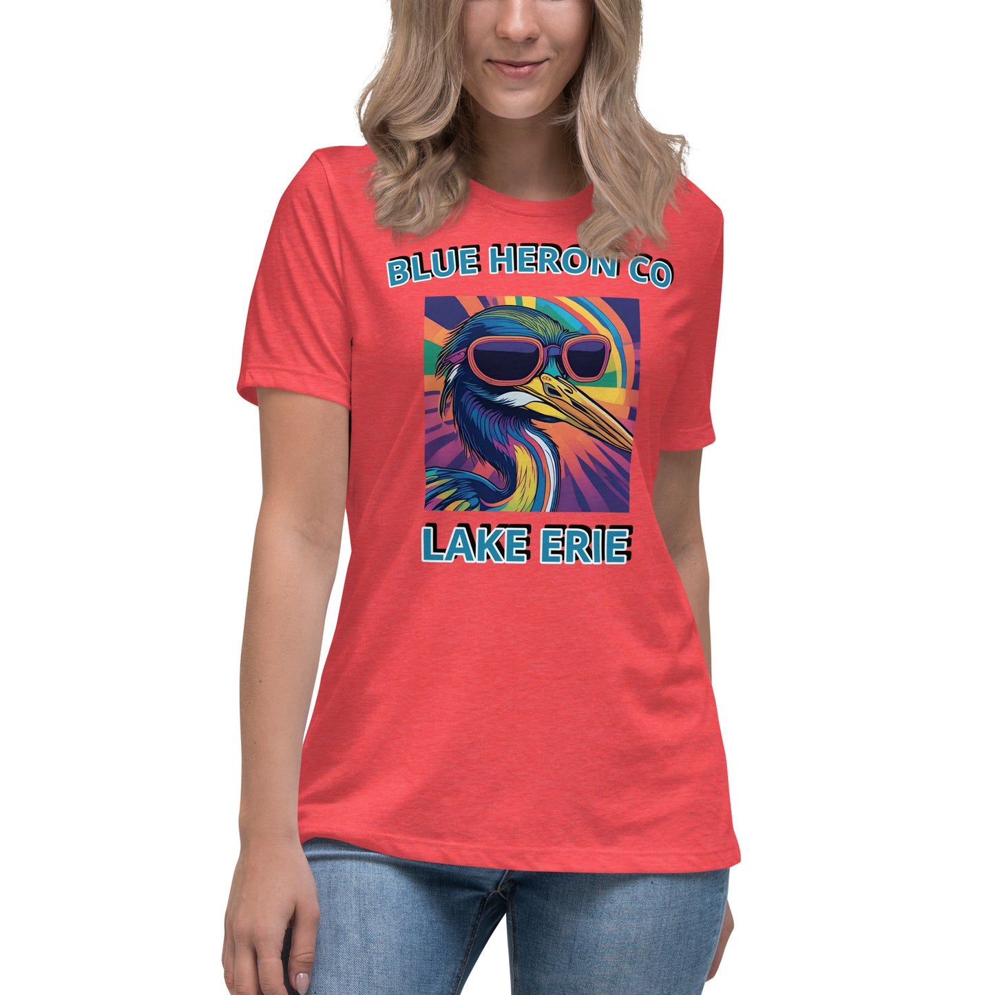 Colorful Heron Women's Relaxed T-Shirt - Lake Erie