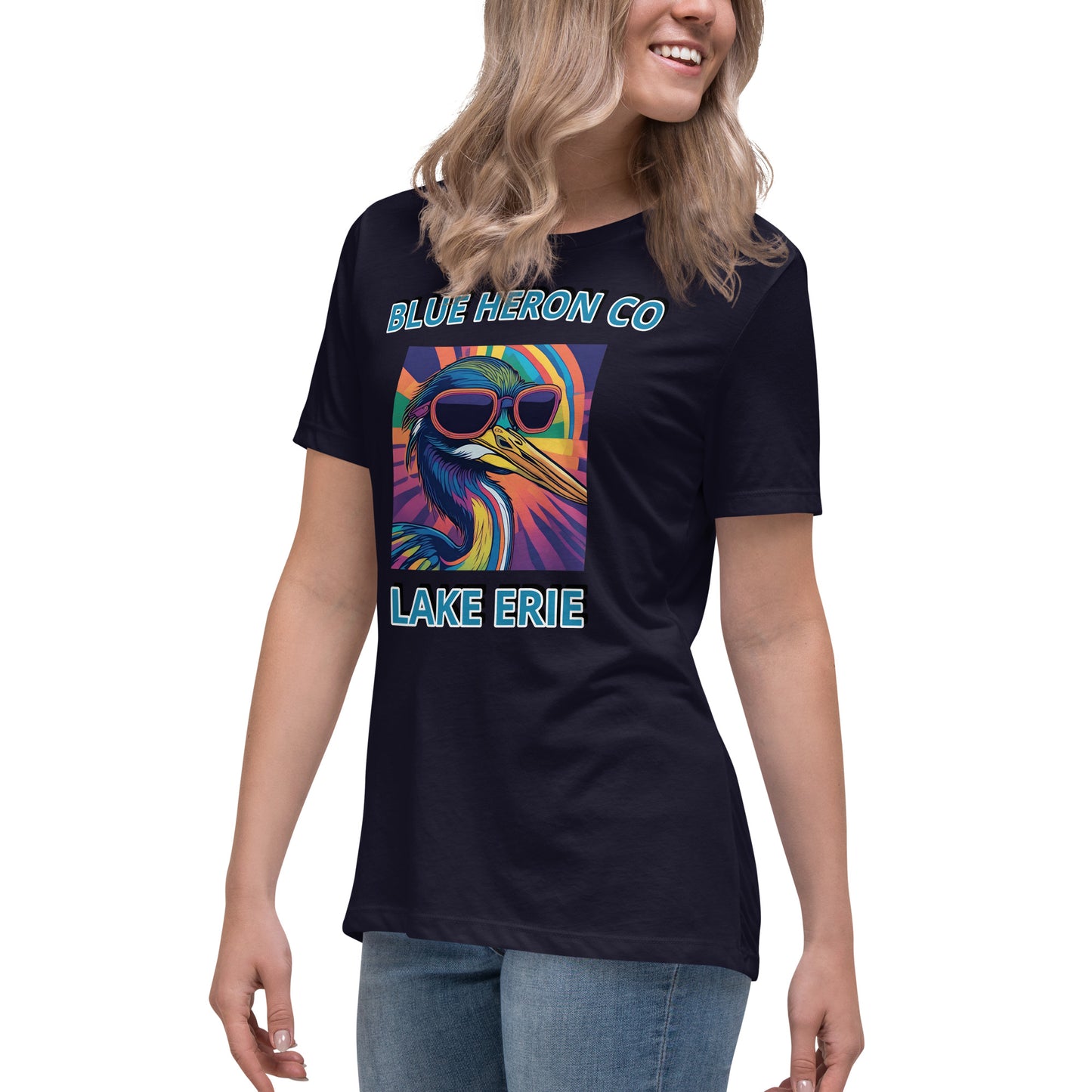 Colorful Heron Women's Relaxed T-Shirt - Lake Erie