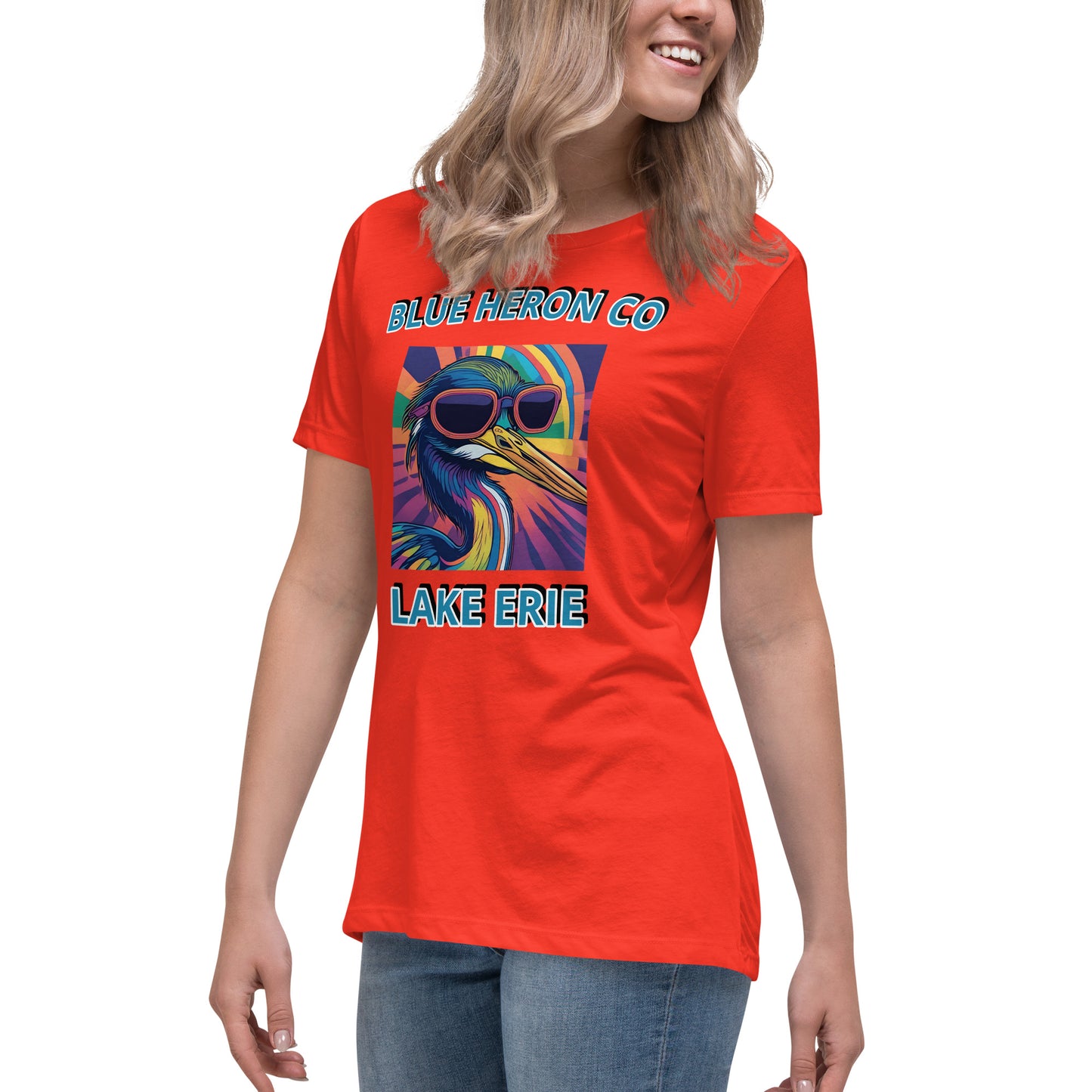 Colorful Heron Women's Relaxed T-Shirt - Lake Erie