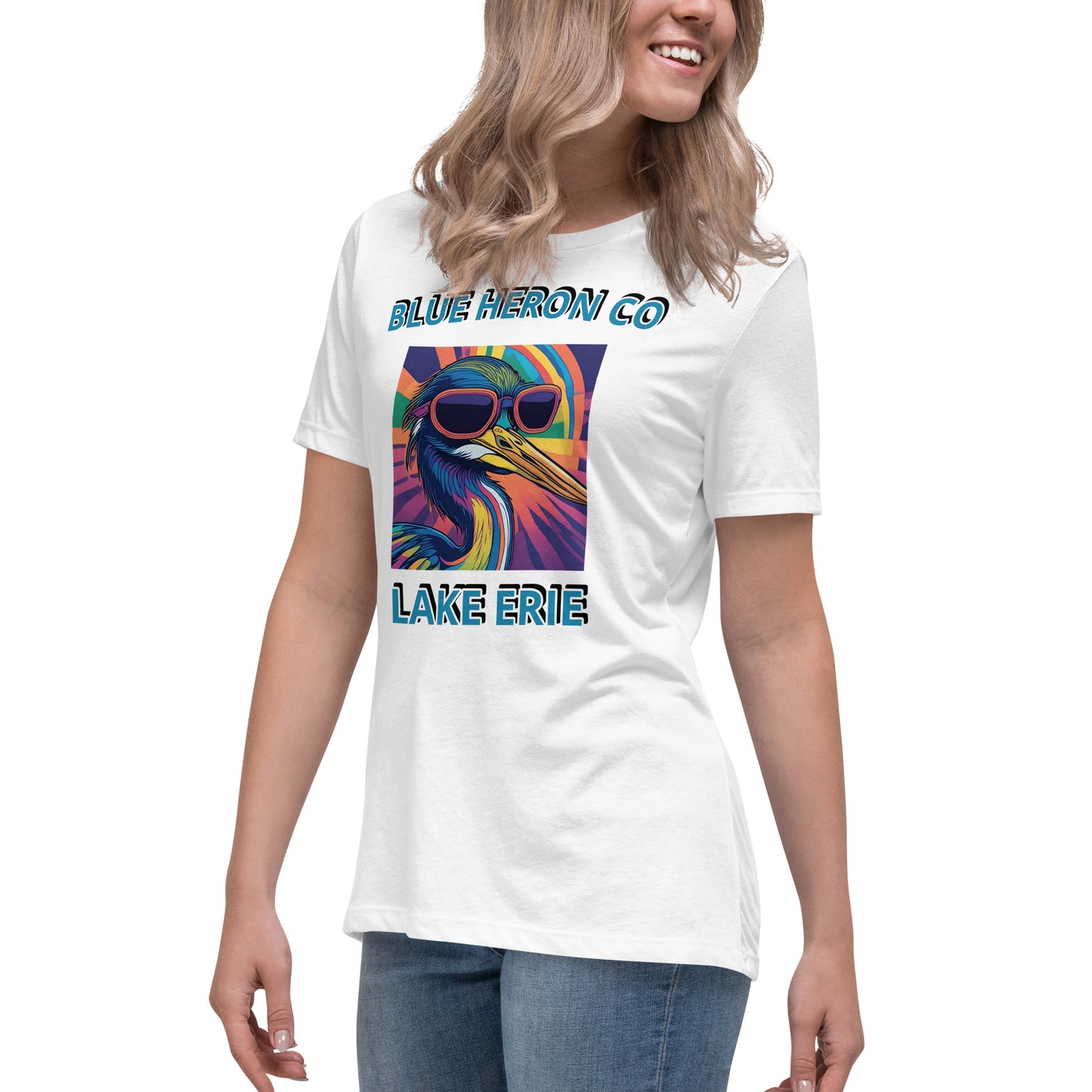 Colorful Heron Women's Relaxed T-Shirt - Lake Erie